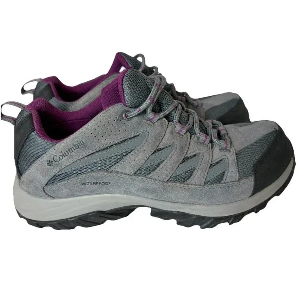 Columbia Crestwood Low Hiking Outdoor Shoe Graphite Wild Iris Womens US Size 9.5